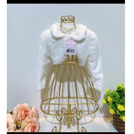 Bolero Infantil Juvenil Quentinho Inverno de Pelinhos Branco ou Off