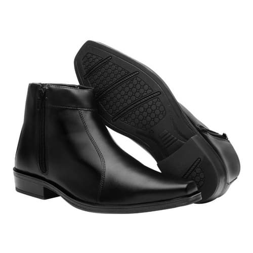 Bota Social Masculina Bico Fino Couro Zíper Coturno Moderna