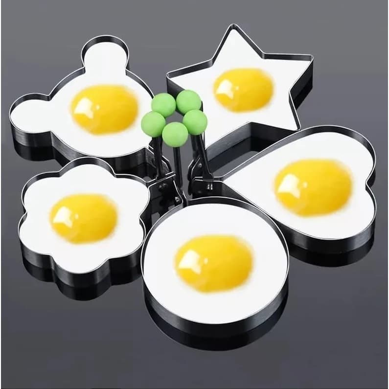 Kit 5 Moldes Forma Ovo Frito Omeleteira Panqueca Aço Inox