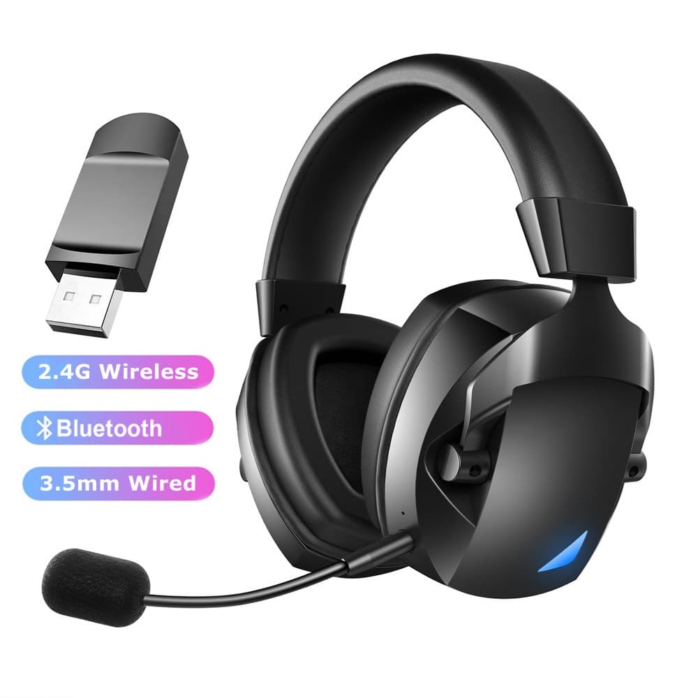 2.4G USB Wireless Headphones/ Bluetooth /Wired 3 Mode Gaming Headset With Mic Led Light for Phones PS4 PS5 Laptop