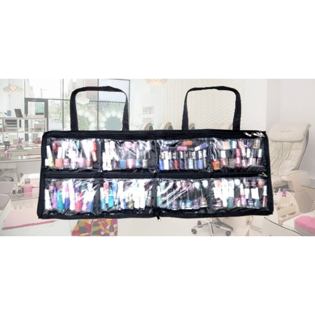 Bolsa Pasta Porta Esmaltes / Maquiagem Manicure Maquiador Domicilio p/ até 120 frascos profissional C/ bolsão interno