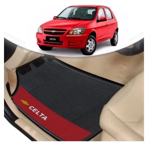 Tapete Borracha Automotivo Gm Celta Lado Vermelho 4 Pçs
