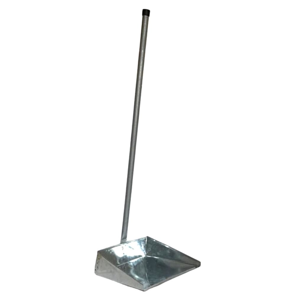 Pá de Lixo de Metal com Cabo Longo 65 cm Especial Plus Galvanizada Mais Resistente Não Enferruja