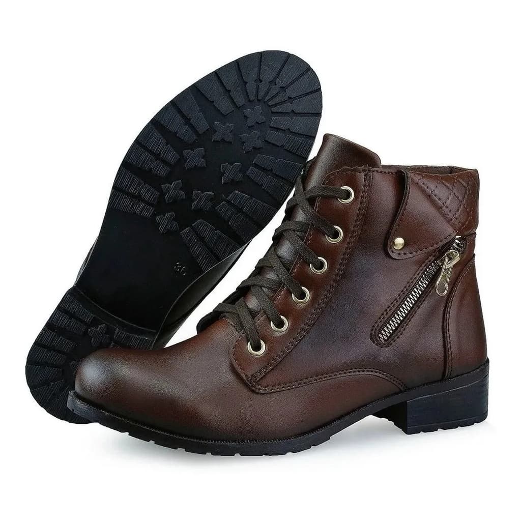 Coturno Bota Botinha Feminina Detalhe Em Ziper Moda Outono Verao Promoçao Ref:201