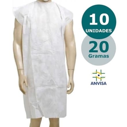 Avental Descartável Tnt 20g Manga Curta Branco Anvisa  - 10 Uni