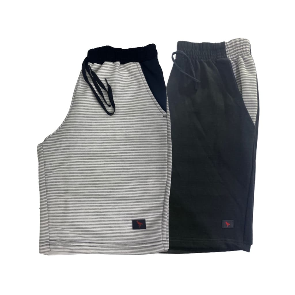 Kit 2 Bermudas Moletom Masculina Listrada Sortidas Desenho Academia Treino 100% Algodão
