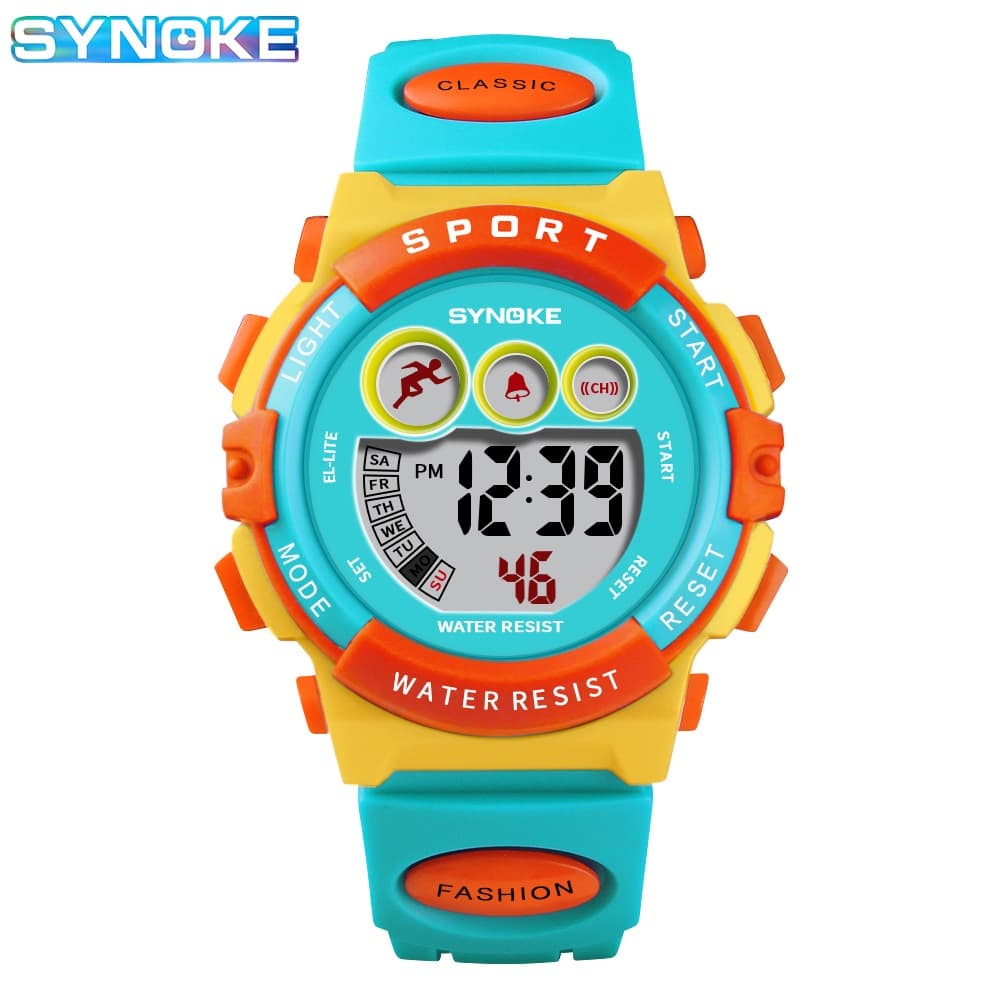 SYNOKE Relógio Infantil Meninos Meninas Impermeável Multifuncional LED Alarme Relógio Eletrônico Relógio Esportivo