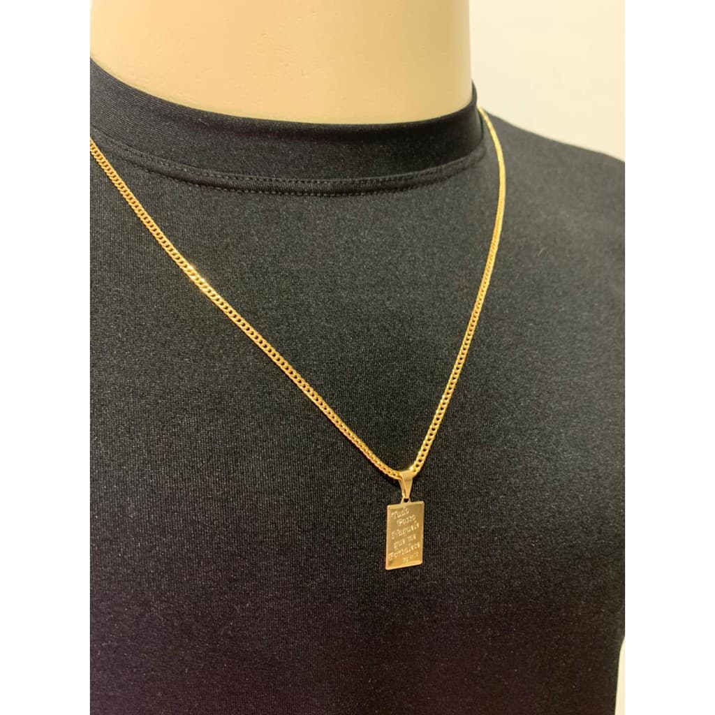Corrente Masculina Elo Duplo 3mm Banhado Ouro 18 K + Pingente