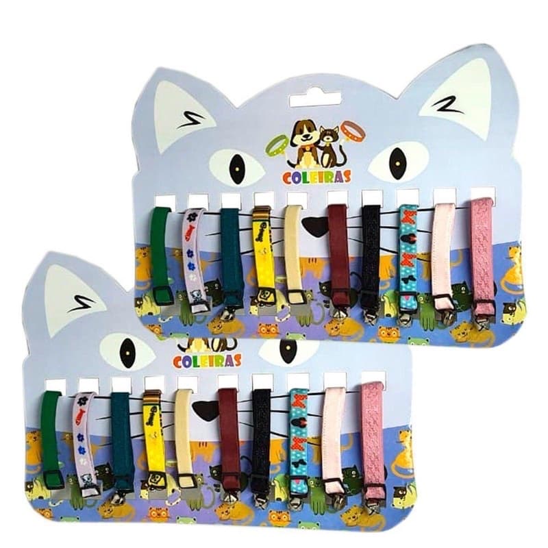 Cartela De Coleira Elástica Para Gatos Com Guizo Kit Com 10