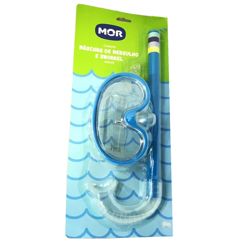 Máscara de Mergulho + Snorkel Infantil MOR - Cor Azul