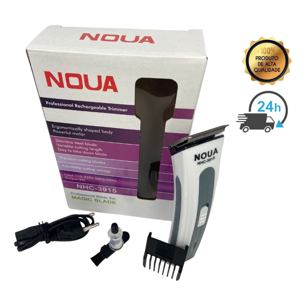 Barbeador Aparador E Cortador Cabelo E Barba Recarregável Noua WU-3915 7804565431582