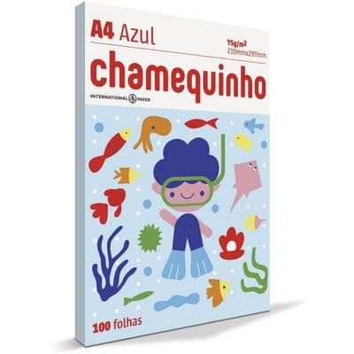 Papel sulfite A4 75g Azul 100 folhas Chamequinho