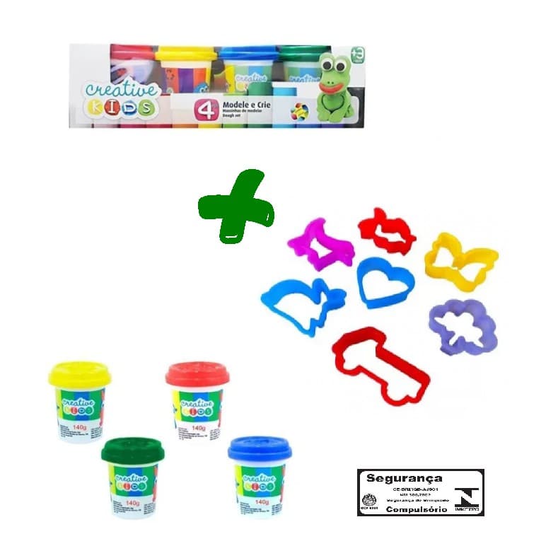 Massinha de Modelar Potes cor  NEOM  Creative Kids + 6 formas de Modelar PROMOÇÃO!!