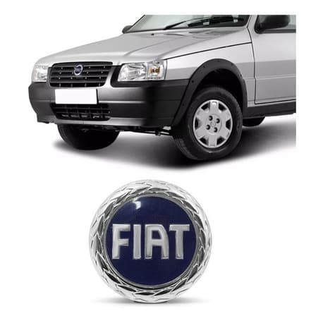 Emblema grade dianteira Fiat Azul Uno Fiorino 2004 2005 2006 2007 2008 Simbolo Fiat Azul Fire 85mm mille 8,5cm