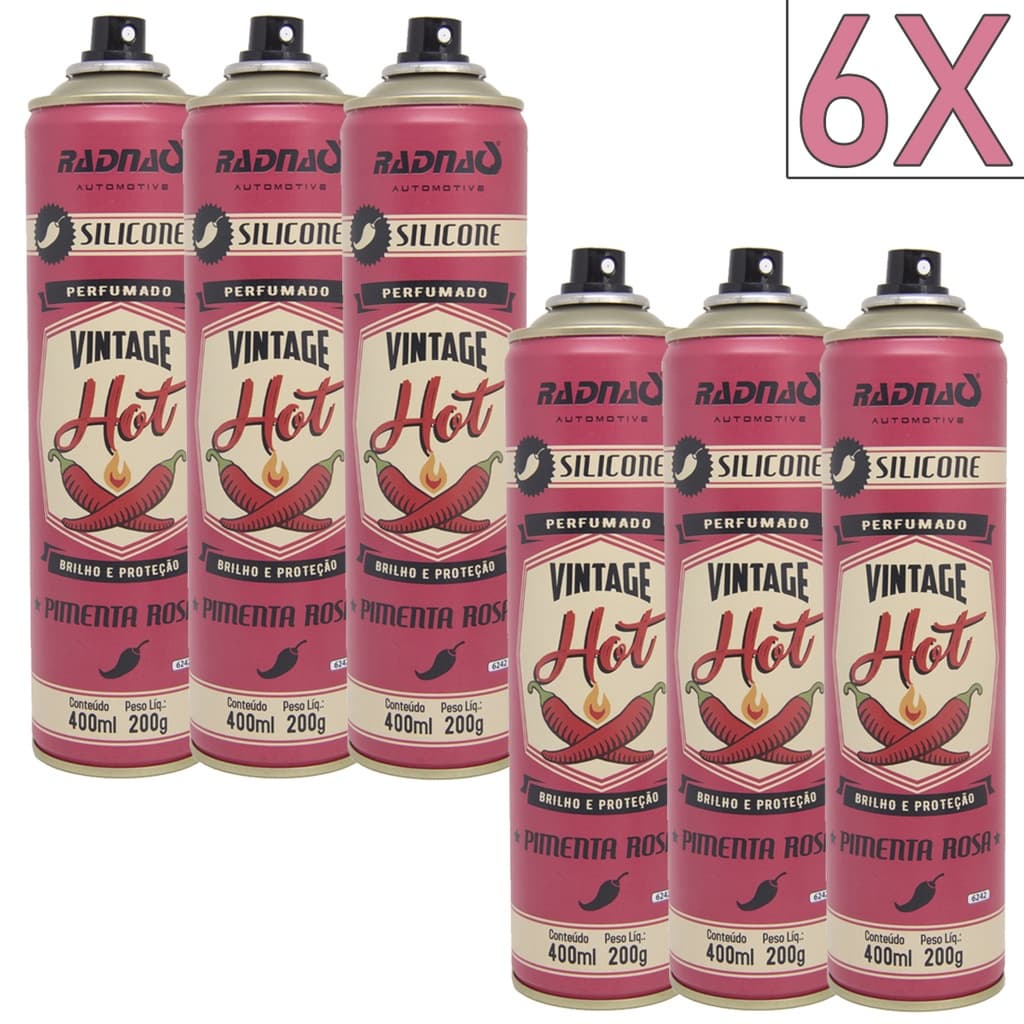 Kit 6 Unidades Silicone Spray Perfumado Hot Pimenta Rosa 400mL Radnaq