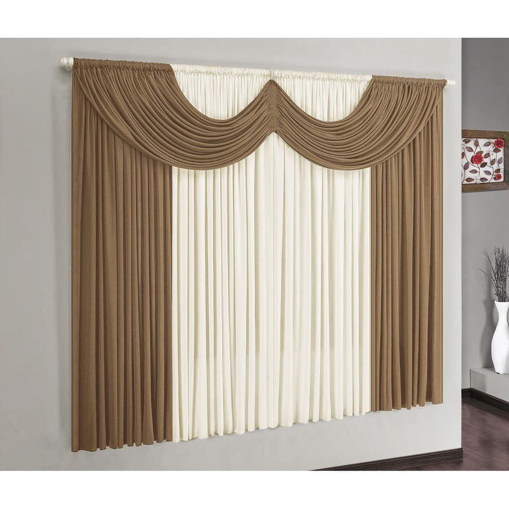 Cortina Para Sala Quarto Riviera Malha Gel 2 m x 1,70 m Para Varão Simples Avelã Palha