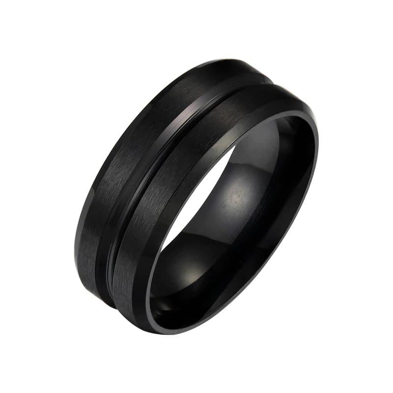 Anel Masculino Com detalhes lateral e meio Aço Inoxidável  ( COD 02 )