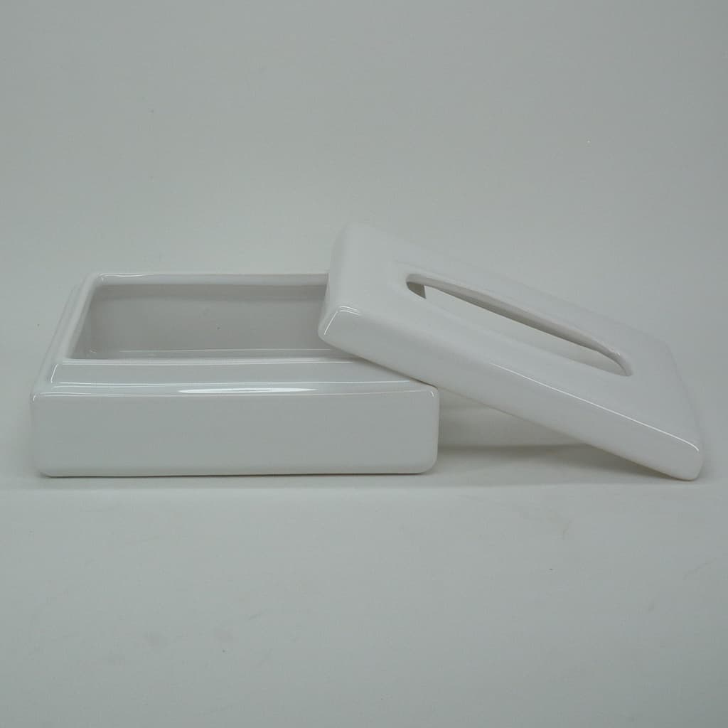 Caixa Porta Lenço Umedecido de Porcelana para Kit Higiene Bebê ou Banheiro Cor Branca