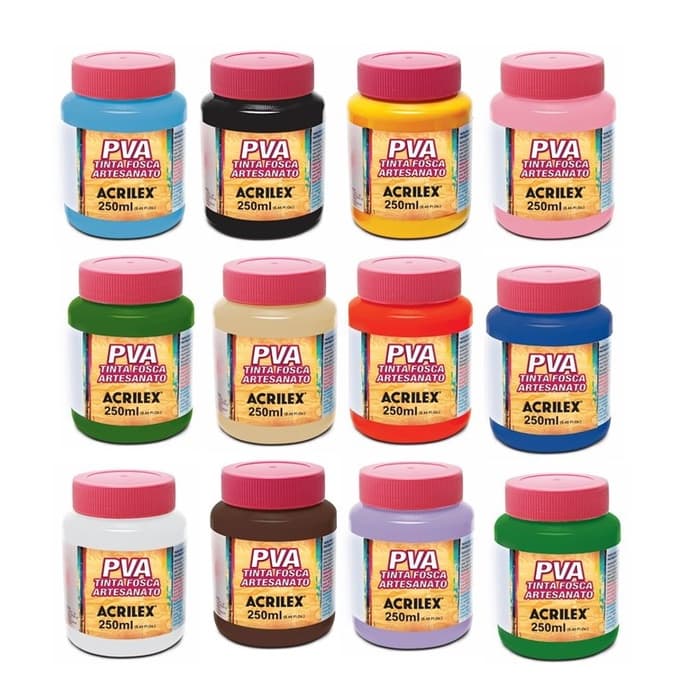 Tinta PVA Artesanato 250ml Acrilex p/ MDF Madeira Gesso Cerâmica -Escolha a cor