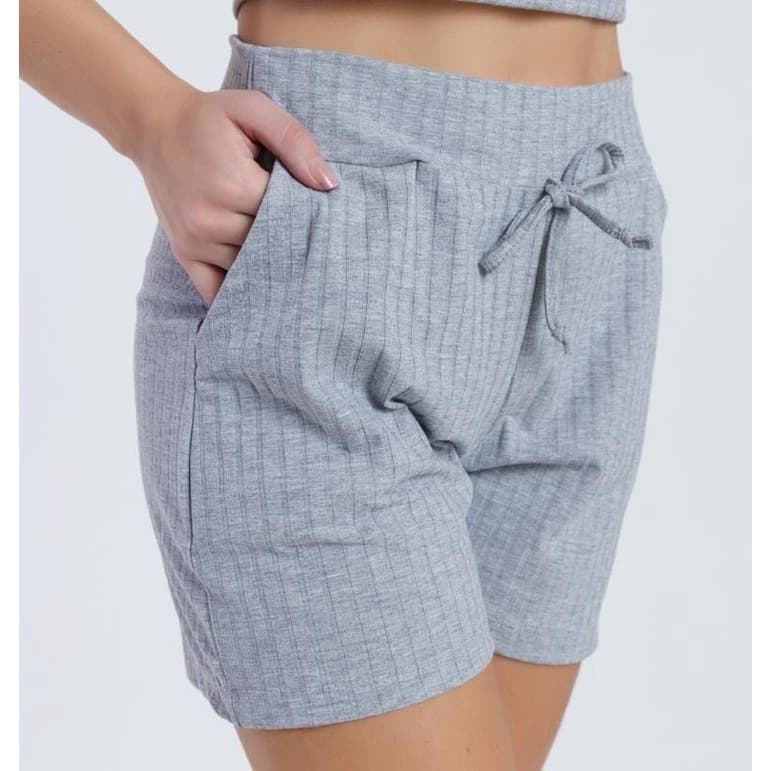 Kit 4 Short Feminino, shorts com bolso, short cintura alta, short canelado, short com elastano
