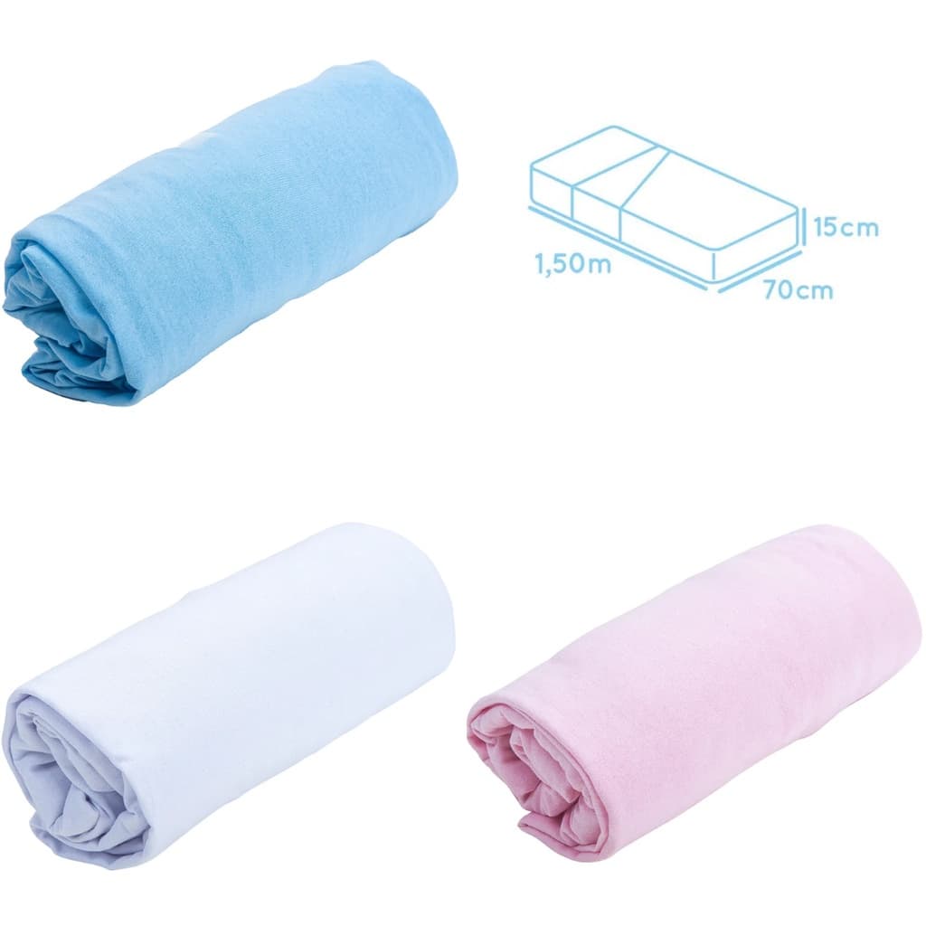 Lençol com Elástico de Malha Rolinho para Mini Cama Baby Joy Essence  70 cm x 1,50 m x 15 cm Algodão