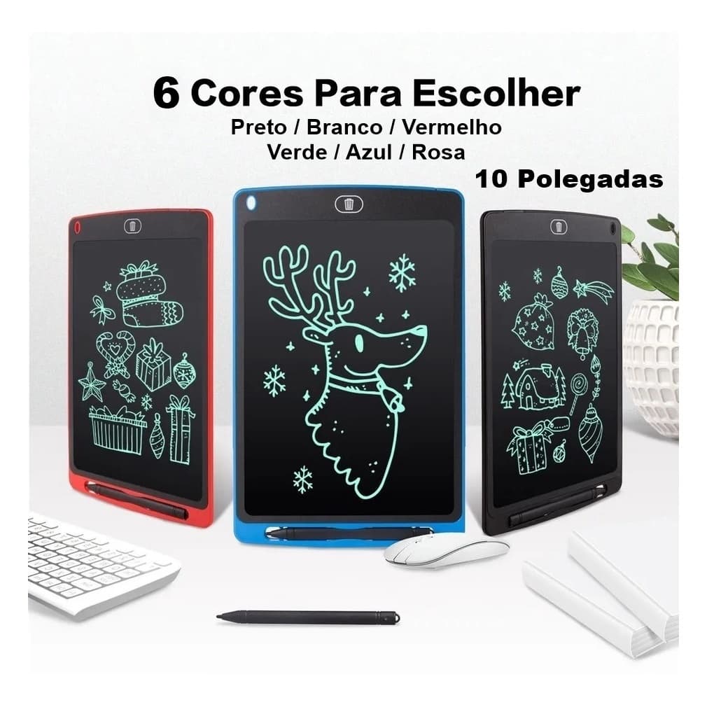 Lousa Magica Colorido Tablet Lcd 10 Polegadas Escrever Pintar e Desenhar