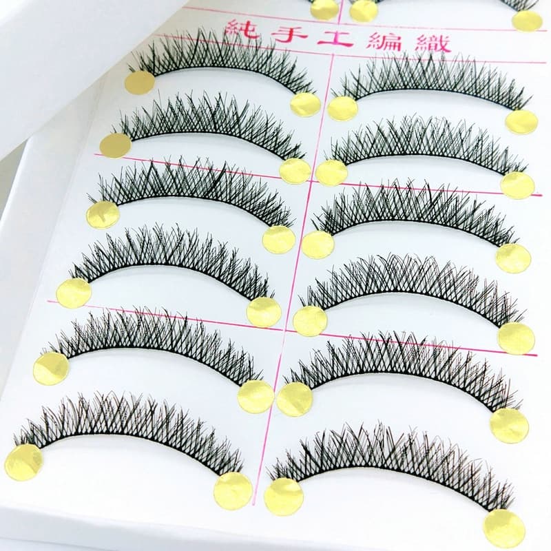 164 (estilo curto cerca de 9 mm) cílios postiços feitos à mão 10 pares