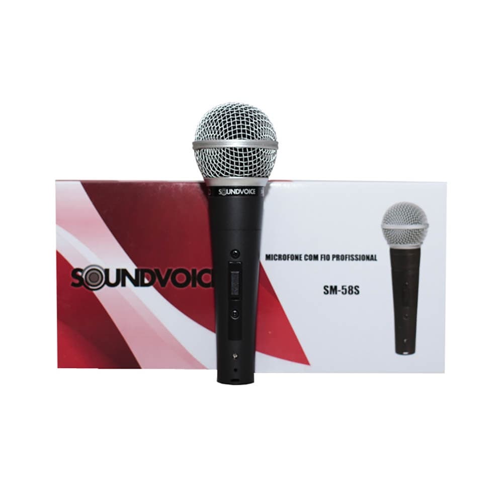 Microfone Dinâmico Soundvoice SM58S C/ Cabo e Chave - AC1761