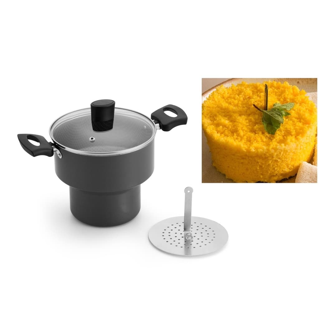 Cuscuzeira Antiaderente Alumínio Tampa de Vidro N14 Luxo + Barato