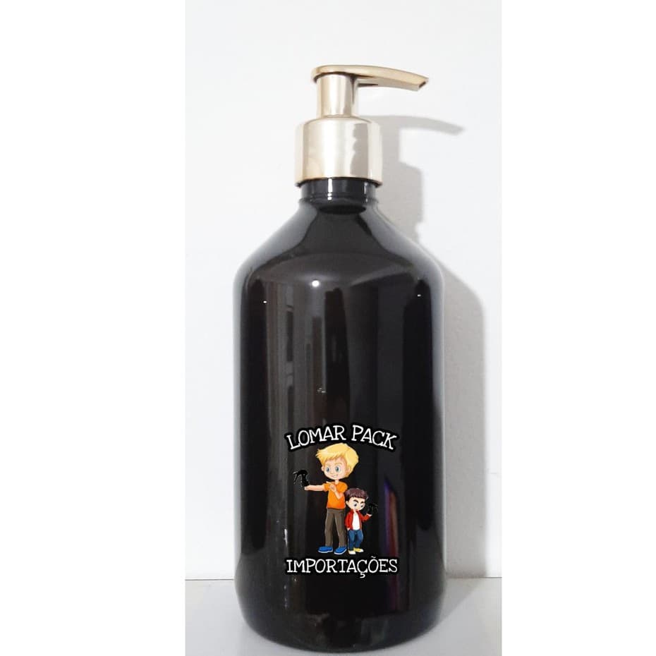 Kit Saboneteira Válvula Pump Luxo dourada  Frasco Ambar 500ml