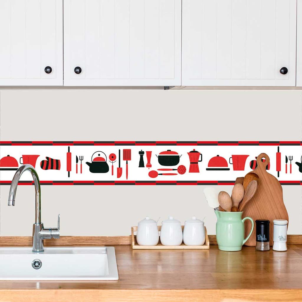 Borda decorativa adesivo faixa para cozinha diversos modelos - 100 x 10 cm
