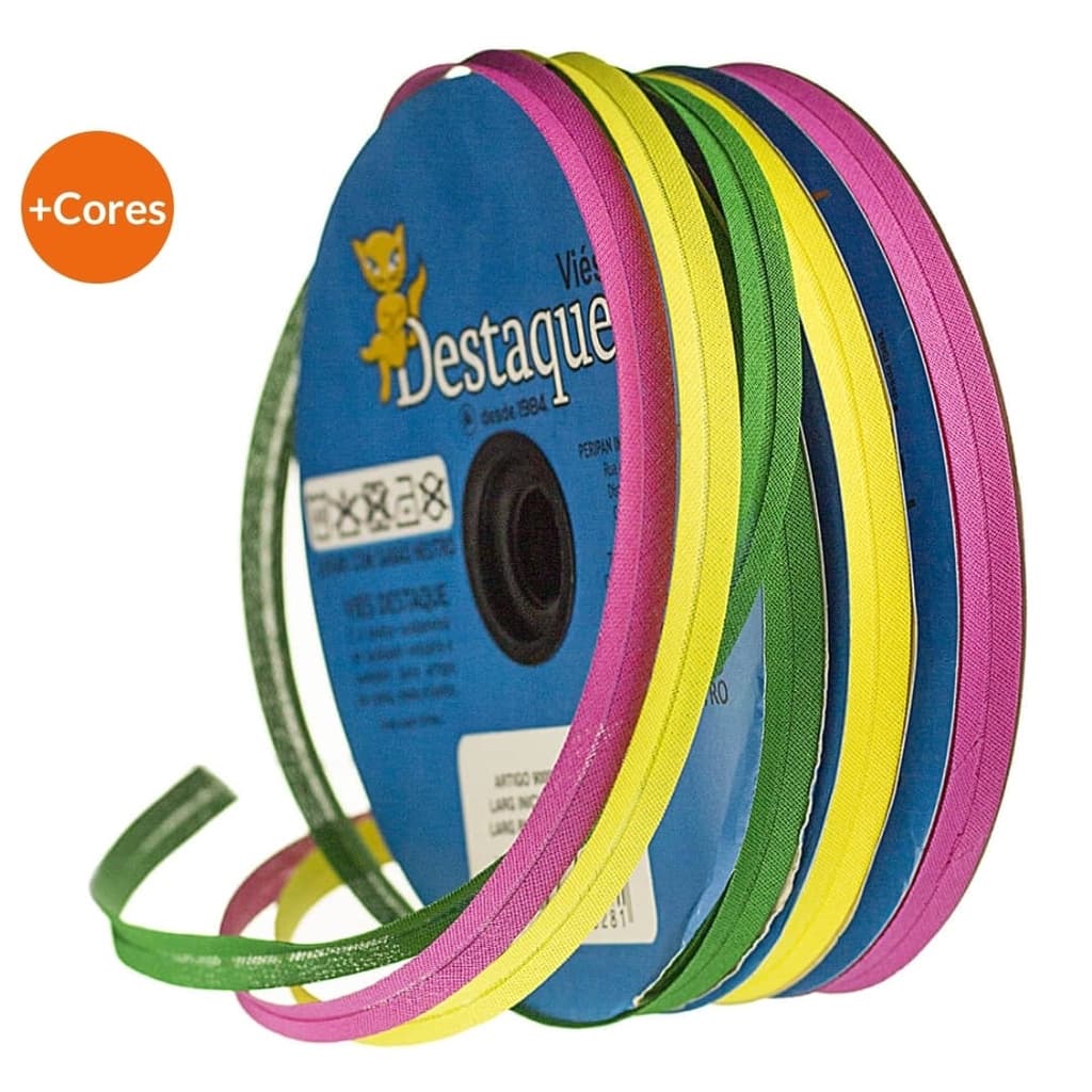 Viés Destaque 35mm Peripan - 100% Algodão - Rolo de 50 metros - ESCOLHA AS CORES