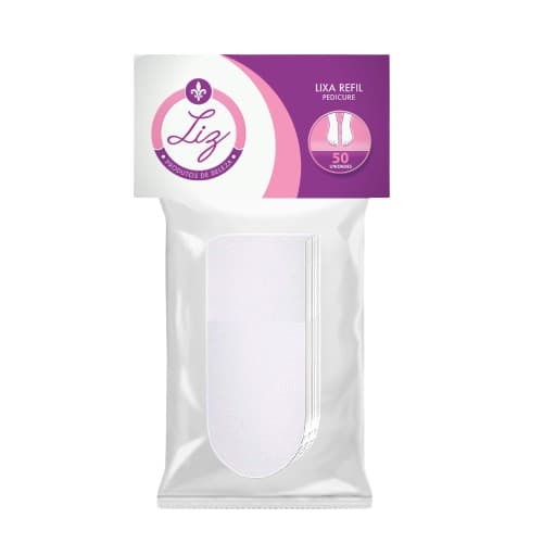 50 Refil para pedicure Adesivo Branco 12 x 4,5cm Aba reta Liz produto de beleza| Mais vendido