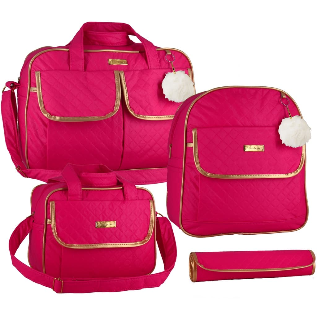 Kit Bolsa Bebe Mala Saída Maternidade com Mochila Menina - Cor Pink