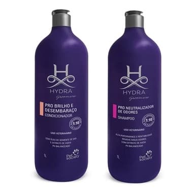 Kit Hydra Groomers Para Pets Shampoo Neutralizador De Odores 1L + Condicionador Brilho E Desem. 1L