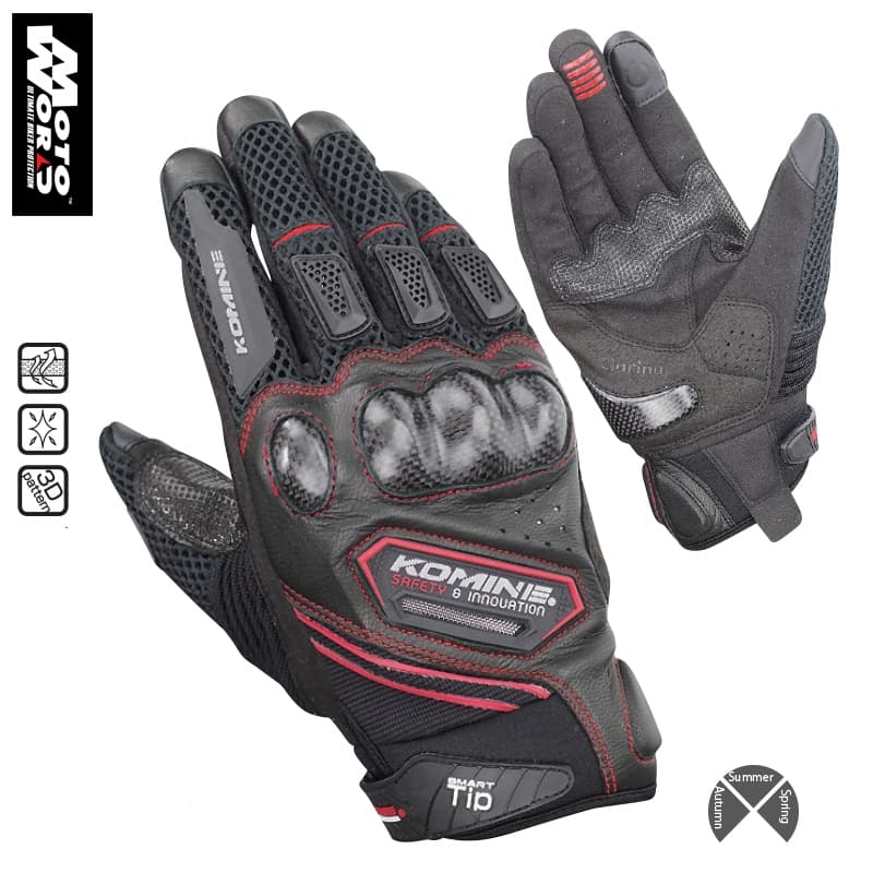 Komine GK167 masculino feminino profissional motocicleta luvas curtas corrida de fibra carbono dedo cheio rua motociclet