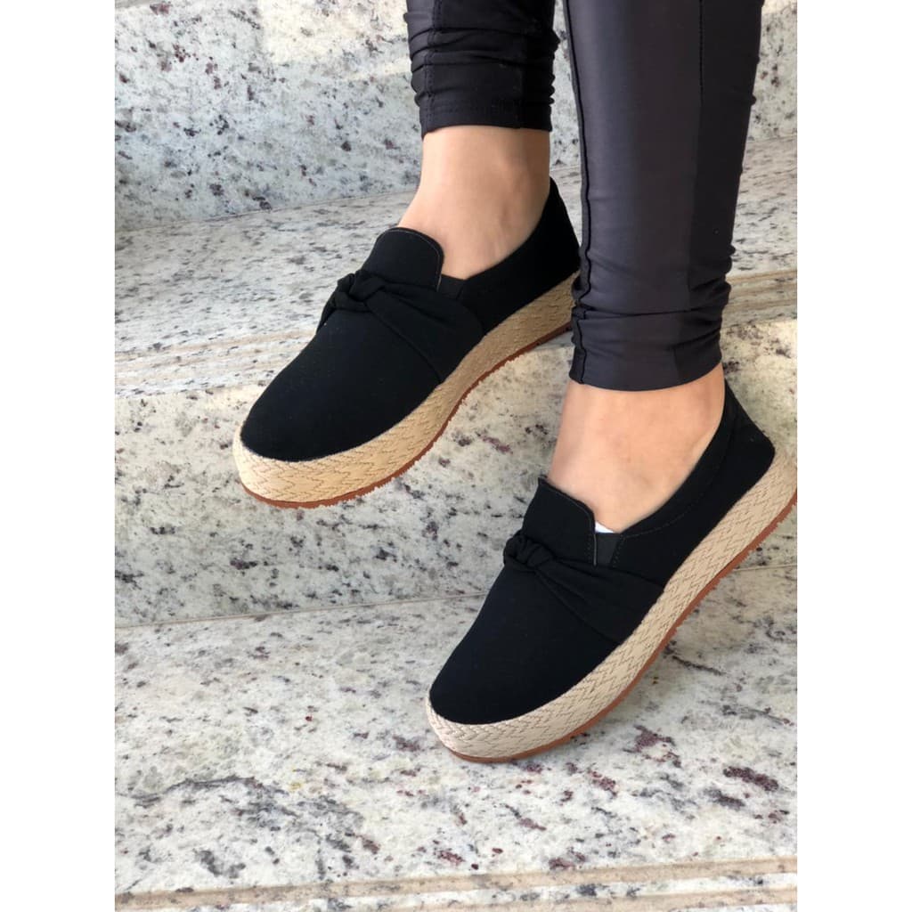 Sapatilha /Sapatênis  iate feminino moda casual preço promocional Preto