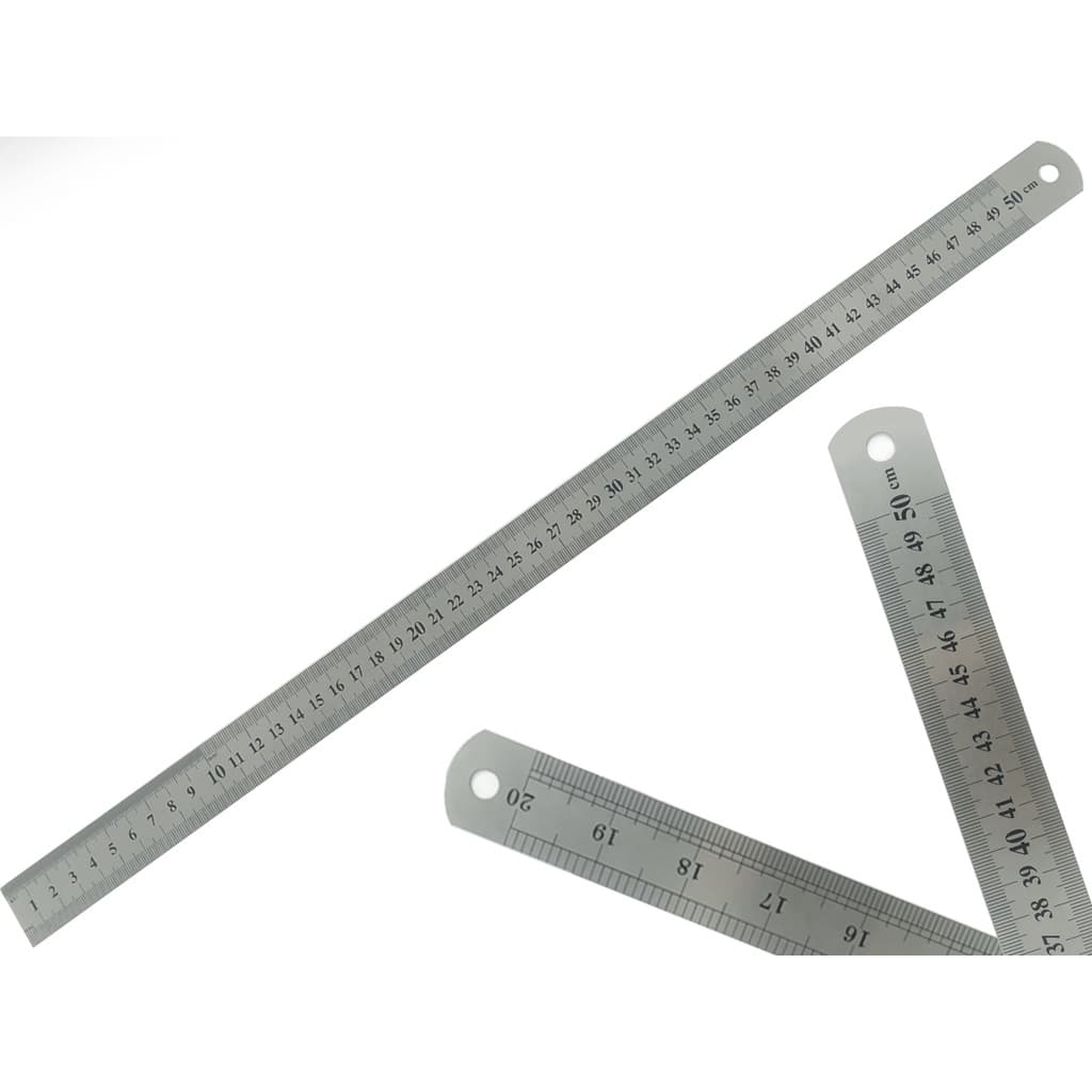 Régua Escolar De Metal Aço Inox Tamanho 50 cm Engenheiro Escritório Resistente Marcação Baixo Relevo