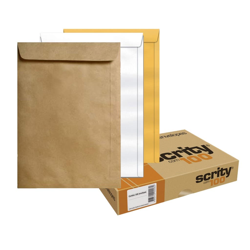 Envelope Ofício 240X340 mm Saco Scrity 100 Unidades