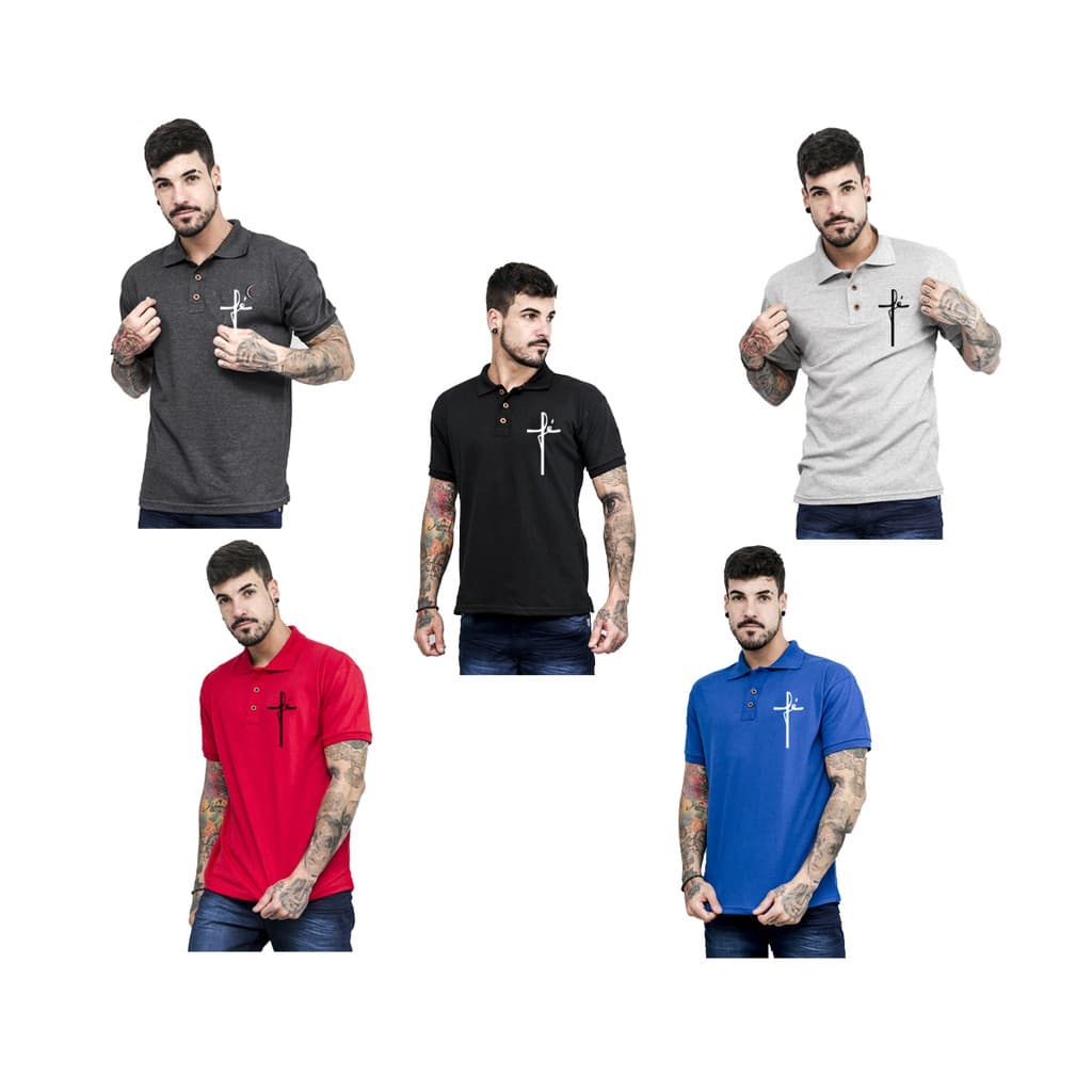Camisa camiseta polo fé varias cores oferta valor de atacado