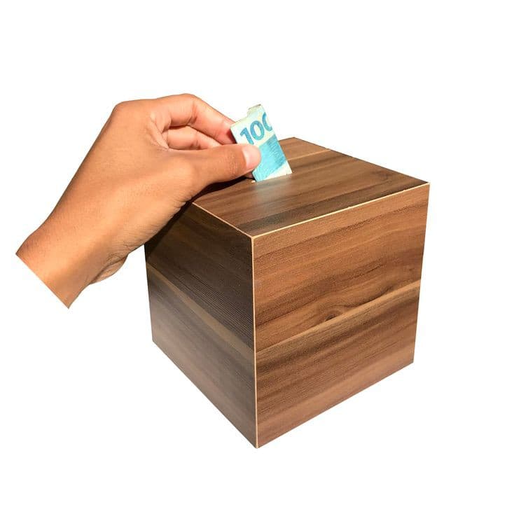 Cofre Para Moedas e Cédulas – Cubo Miaeiro MDF Decorativo