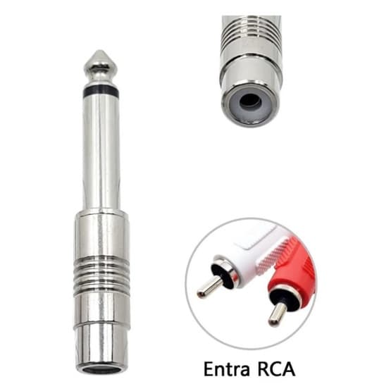 Plug Adaptador De Audio P10 Macho Mono Para Rca Femea