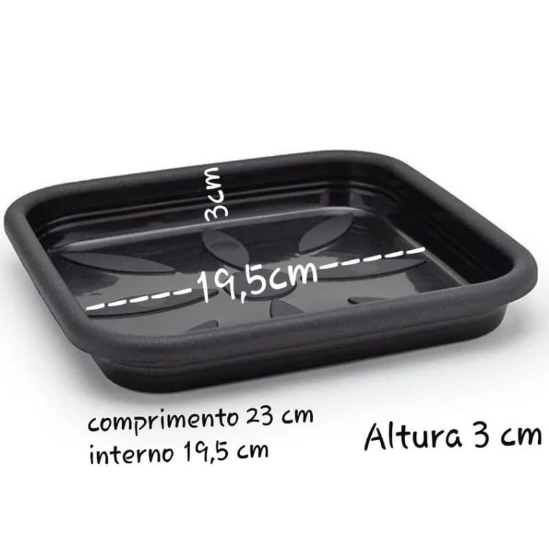 1 prato quadrado Plástico Para Vaso cor Preto número 2