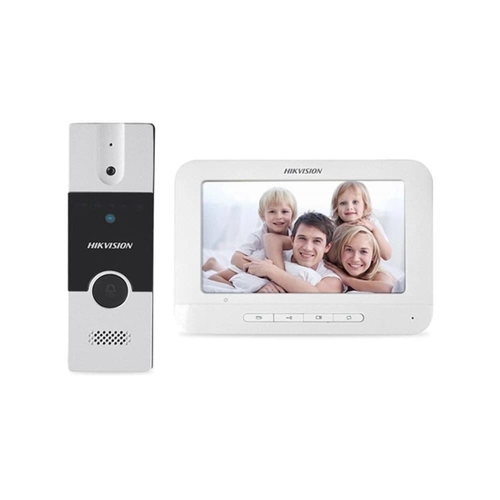 Kit Vídeo Porteiro Hikvision DS-KIS202 Painel Externo e Monitor 7 Polegadas