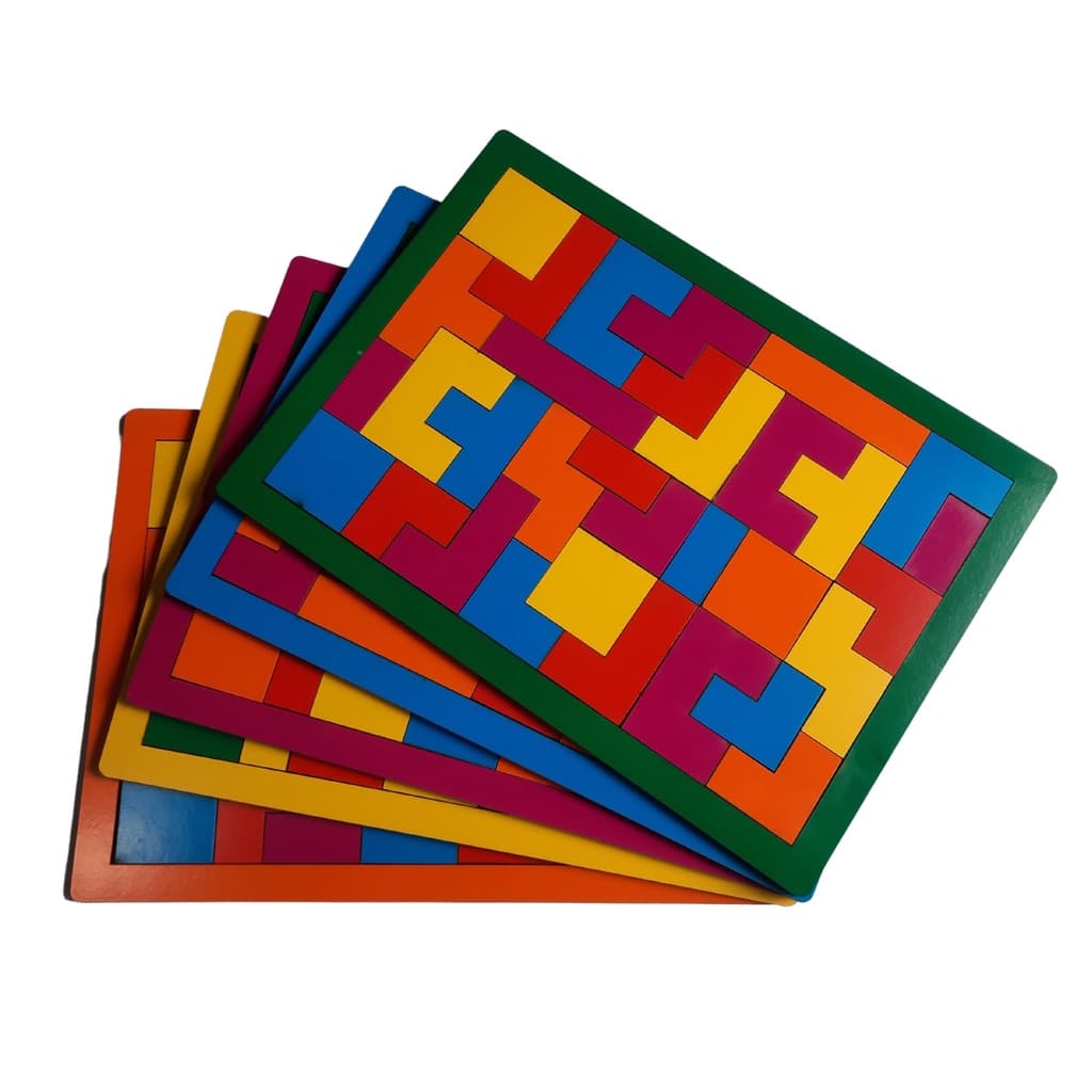 Quebra Cabeça Tetris Brinquedo Educativo Pedagogico 29x21cm MDF Adesivado