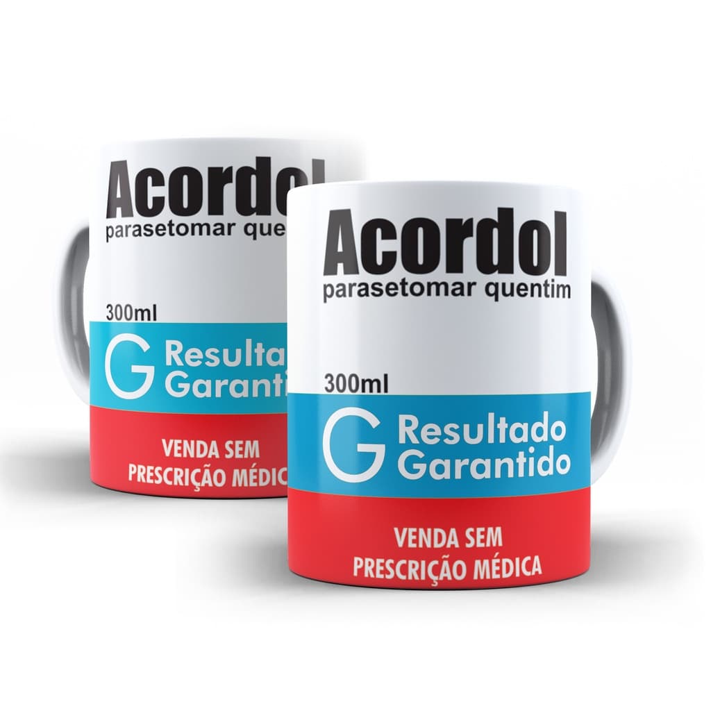Caneca Bula Remédio Acordol - Caneca Café Personalizada - Caneca Estampas Engraçadas - Caneca Café - Presente - Aniversário - Decoração
