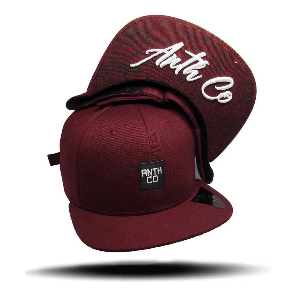 Boné Masculino Aba Reta Modelo Aberto Anth Co Fitão Bordô Envio Imediato