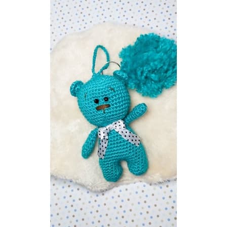 Chaveiro Amigurumi Ursinho com pompom