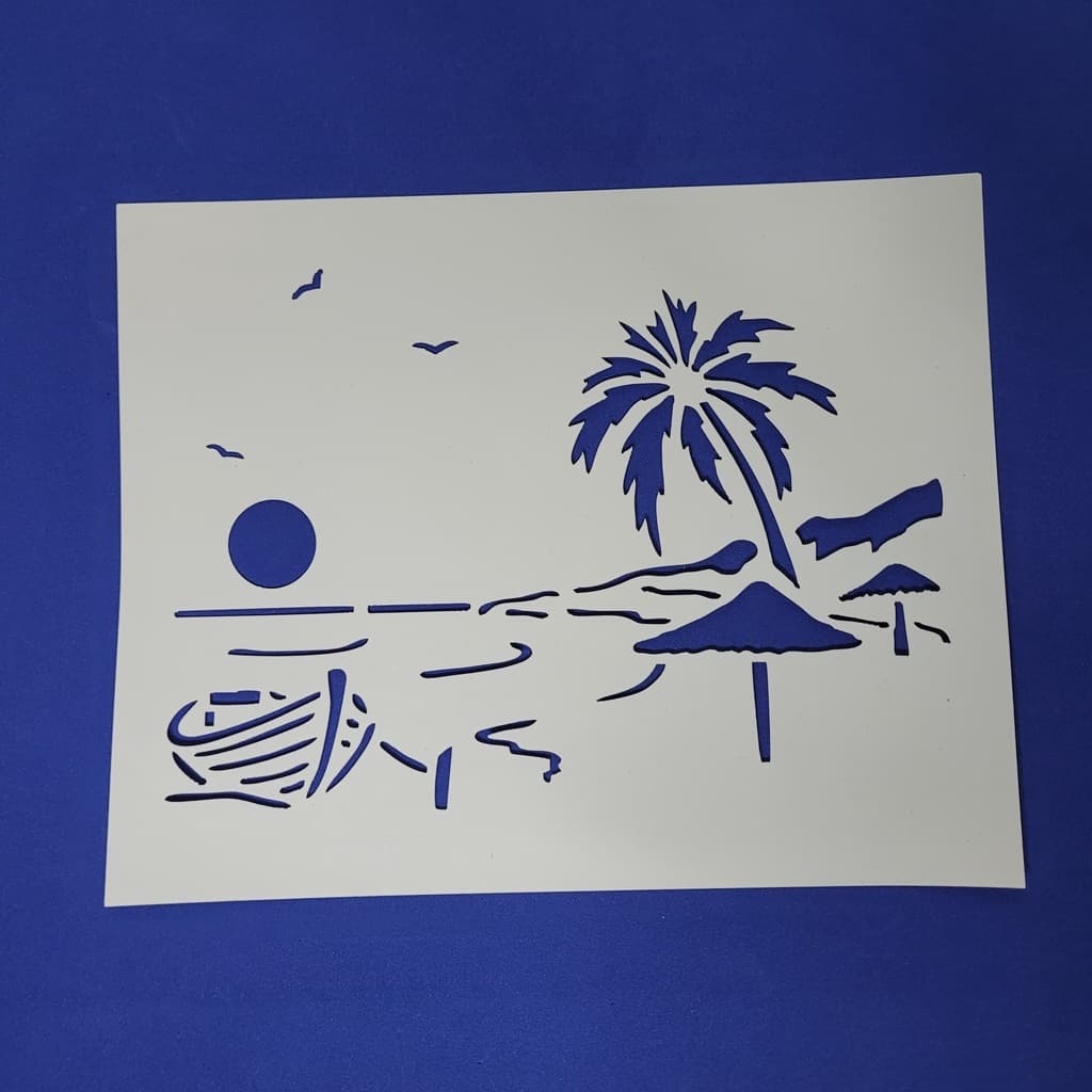 Stencil para Pintura Paisagem Praia - 20x25 cm