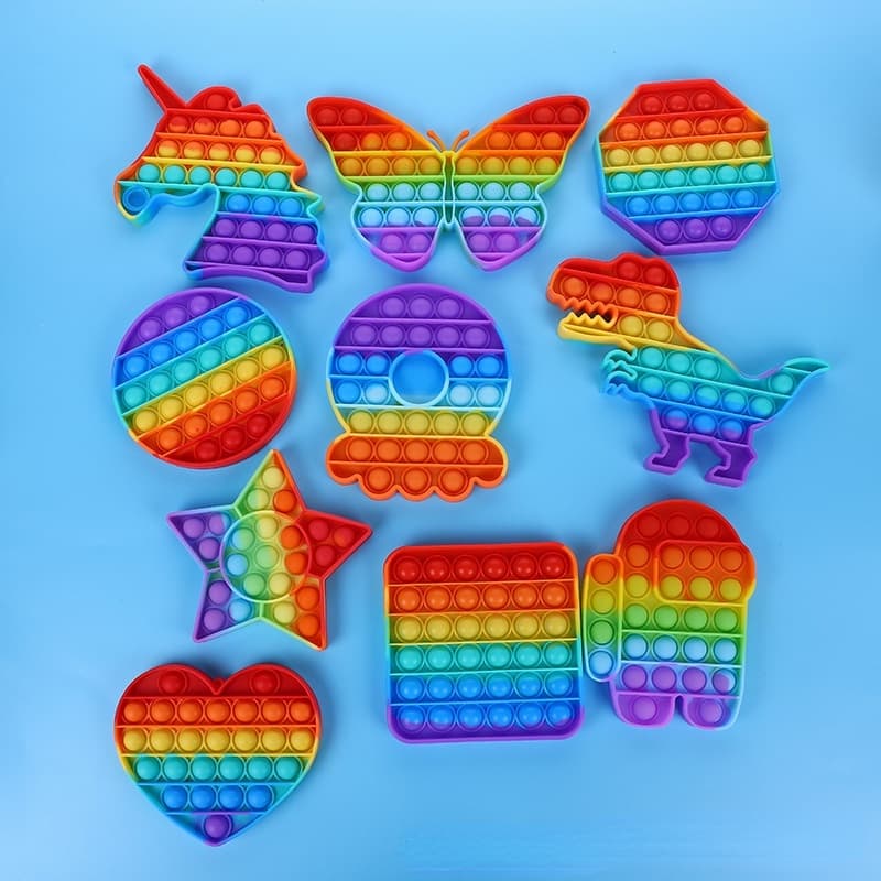 Crianças adultas, brinquedos de descompressão  Tik Tok Push Pop It Fidget Toy Unicorn Praça Foxmind Collectibles Quadrado Colorido Bateto Among